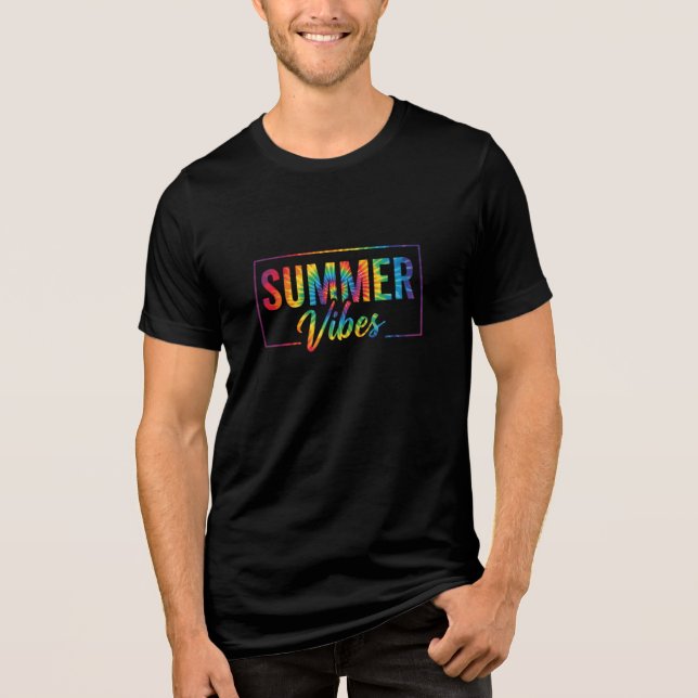 SOMMAR Känslor Tie-Dye T-Shirt – Färgrikt Regnbåge (Framsida)