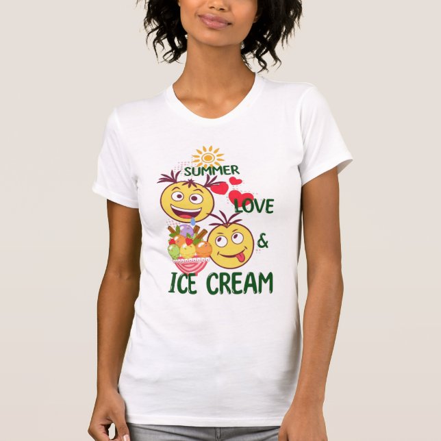 Sommar Kärlek Dam T-Shirt - Söt Sol Glass (Framsida)