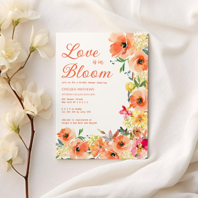 Sommar Kärlek i Möhippan för blommande blommigt i  Inbjudningar (Summer Love In Bloom colorful floral Bridal Shower )