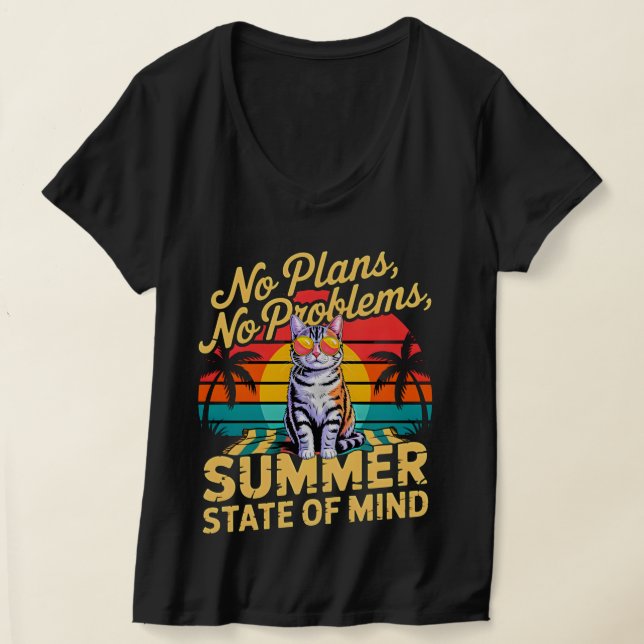 Sommar Katt Avslappnad Inga Planer Inga Problem Da T Shirt (Laydown)
