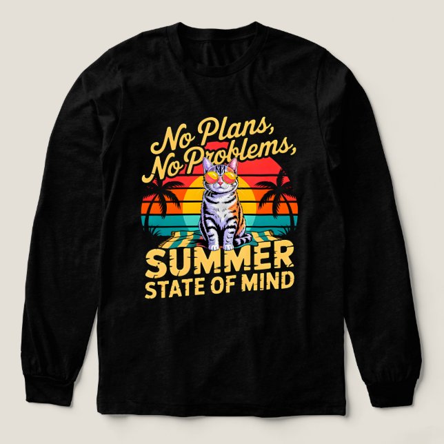 Sommar Katt Avslappning - Inga Planer Inga Problem T Shirt (Design framsida)