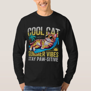 Sommar Katt Cool Strand Vibbar Rolig Katt Älskare T Shirt