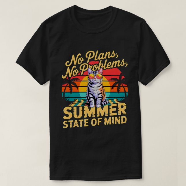 Sommar Katt Inga Planer Retro T Shirt (Design framsida)