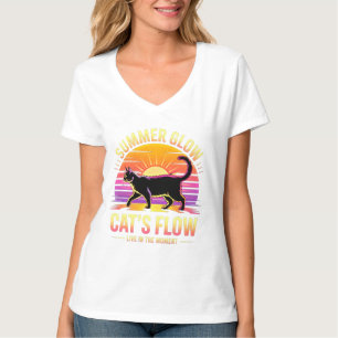 Sommar Katt Retro Glöd - Roliga Damers Kattlika St T Shirt