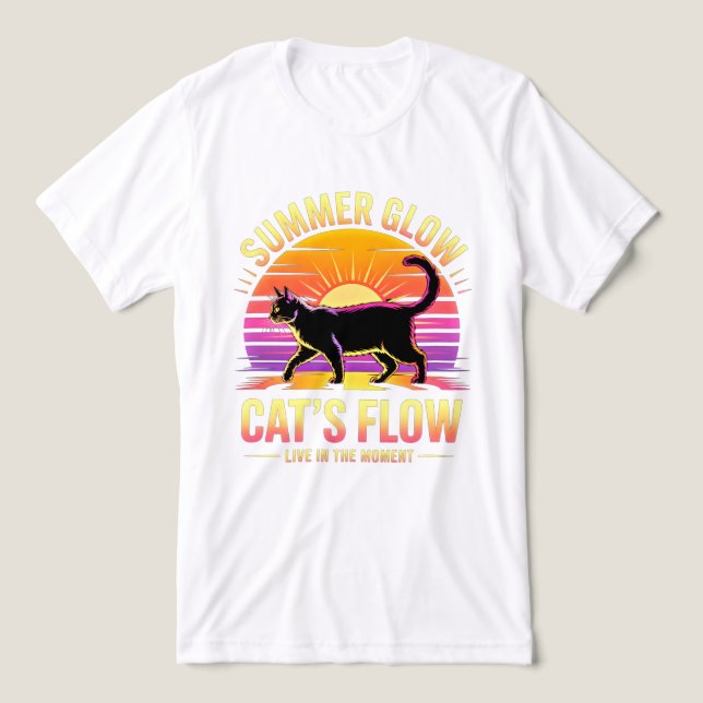 Sommar Katt Retro Glöd - Rollig Kattunge Strand T Shirt (Design Framsida)