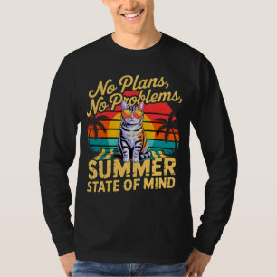 Sommar Katt Retro - Roligt Inga Planer Katt Älskar T Shirt