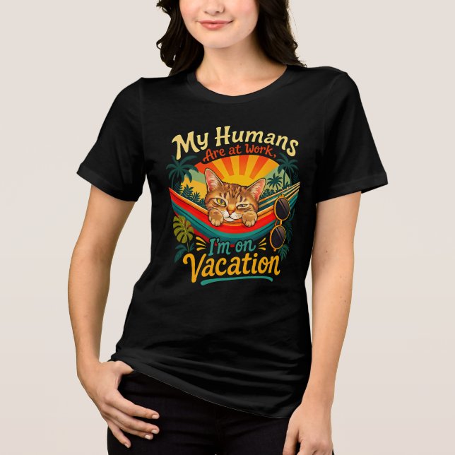 Sommar Katt Semester - Tropisk Katt T-shirt för kv (Framsida)