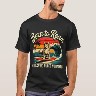 Sommar Katt Surfare - Retro Född att Vandra Äventy T Shirt