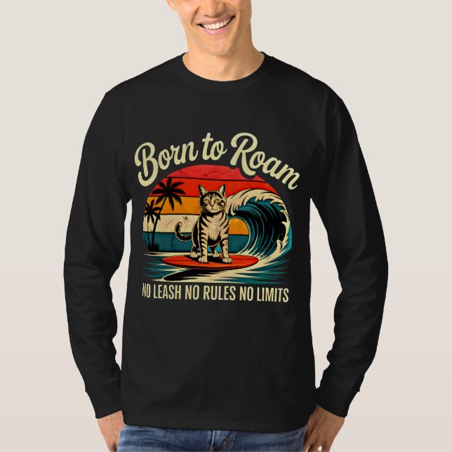 Sommar Katt Surfare - Retro Strand Design T Shirt (Framsida)
