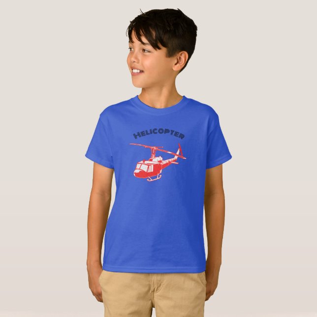 Sommar Kids Basic Boys T-Shirt med helikopter (Hel framsida)