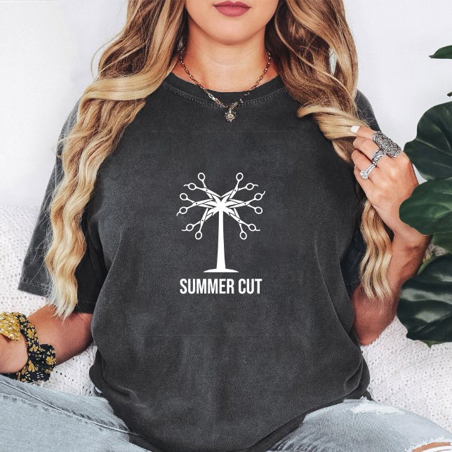 Sommar Klipp Sax Träd Frisörsalong Barberare T Shirt (Skapare uppladdad)