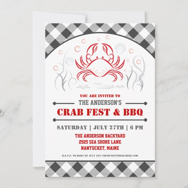Sommar Krabb Fest & Grillfest Inbjudan (Framsida)