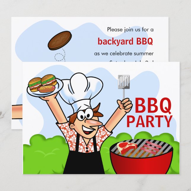 Sommar kul grillfest inbjudningar (Fram/baksida)