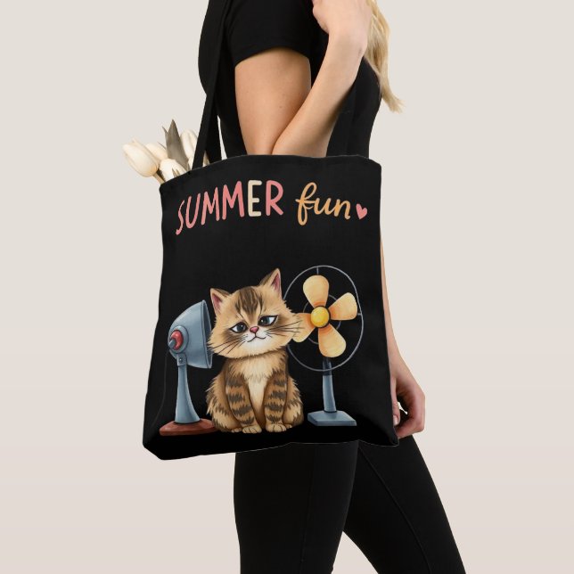 Sommar kul katt t-shirt Sarcastic Tabby  Tygkasse (Närbild)