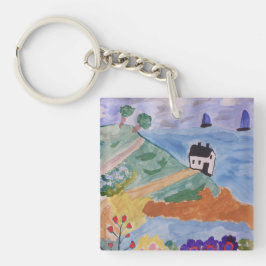 Sommar Kusten och blommor, akryl