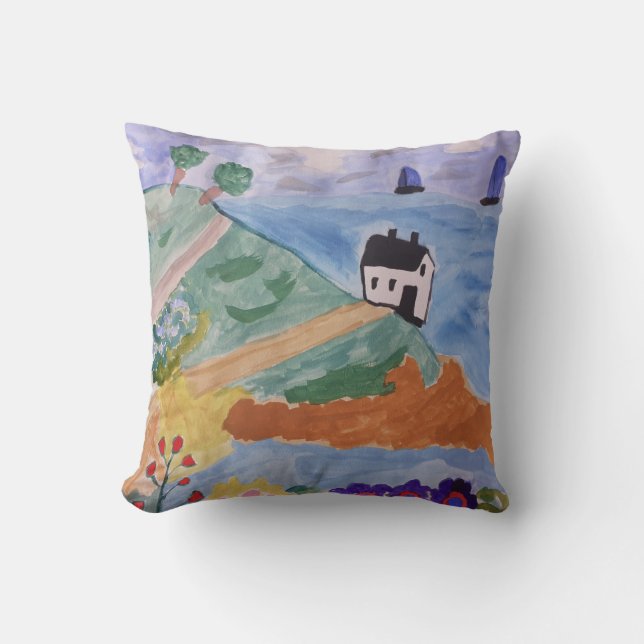 Sommar Kusten och blommor Kudde (Framsida)