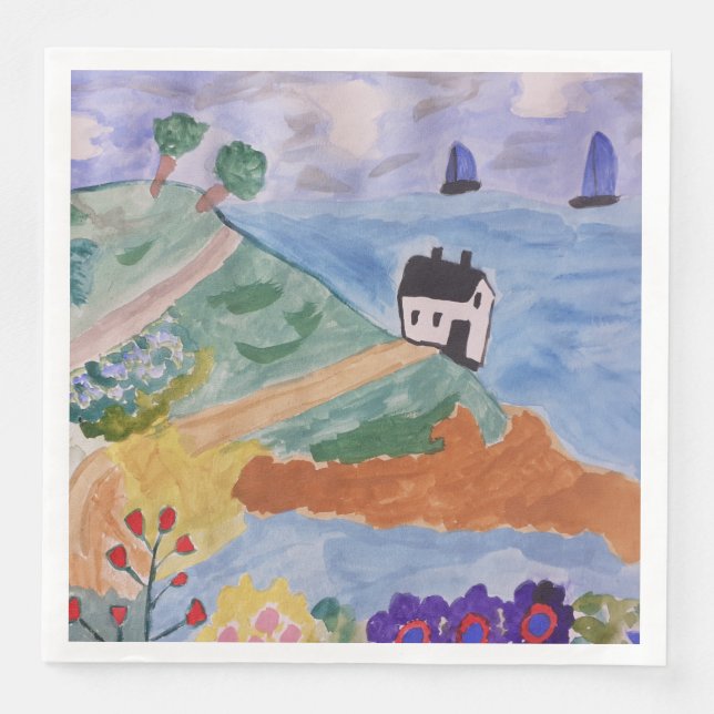 Sommar Kusten och blommor Pappra blöjor Pappersservett (Framsida)