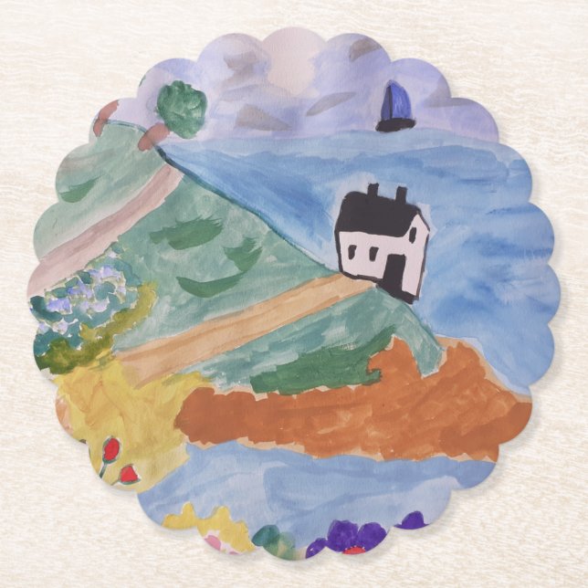 Sommar Kusten och blommor Underlägg Papper (Framsida)