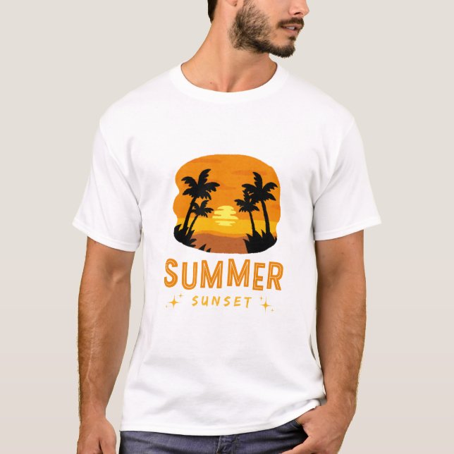Sommar Kväll Sol Grafisk T-Shirt (Framsida)