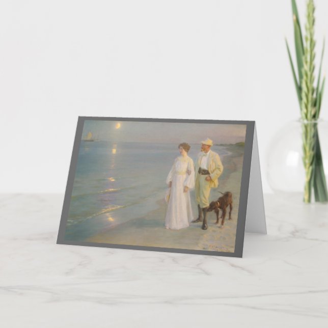Sommar kväll vid Skagens (Månbelyst sommarstrand) Kort (Framsida)