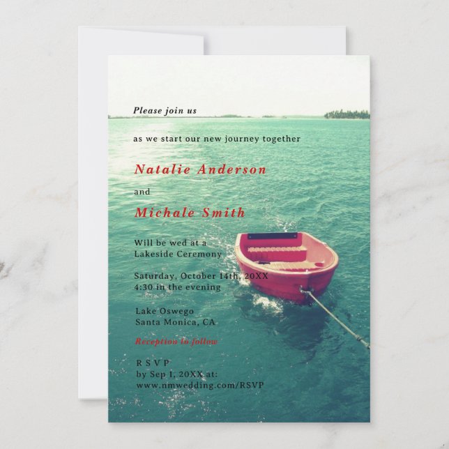 Sommar Lakeside Destination Wedding Anpassningsbar Inbjudningar (Framsida)