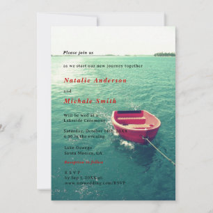 Sommar Lakeside Destination Wedding Anpassningsbar Inbjudningar
