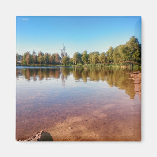 Sommar Landskapsutsikt Fyrkantig Magnet