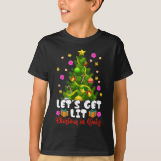 Sommar Låt oss bli upplysta Jul i juli Tropisk Jul T Shirt