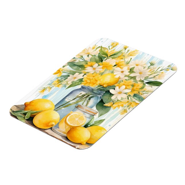 Sommar Lemon Blommar Burk Magnet (Vänstra Sidan)