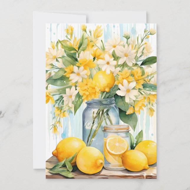 Sommar Lemon Blommar Burk Meddelande (Framsida)