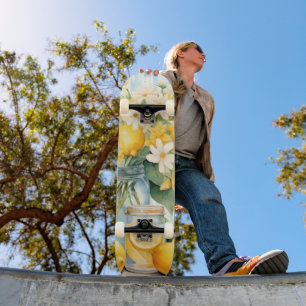 Sommar Lemon Blommar Burk Mini Skateboard Bräda 18,5 Cm