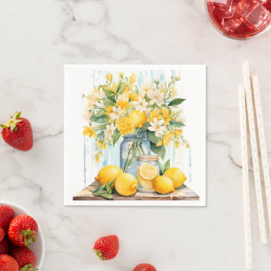 Sommar Lemon Blommar Burk Pappersservett