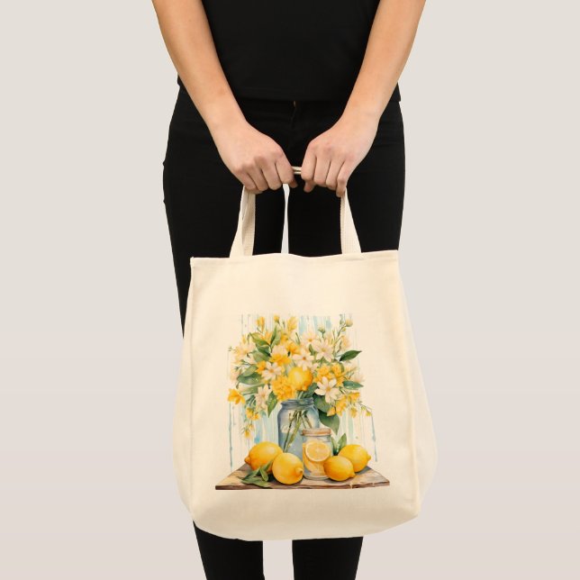 Sommar Lemon Blommar Burk Tygkasse (Framsida (produkt))
