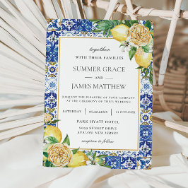 Sommar Lemon Blommigt Greenery Destination Wedding Inbjudningar