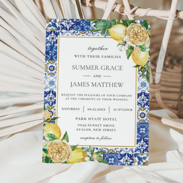 Sommar Lemon Blommigt Greenery Destination Wedding Inbjudningar (Skapare uppladdad)