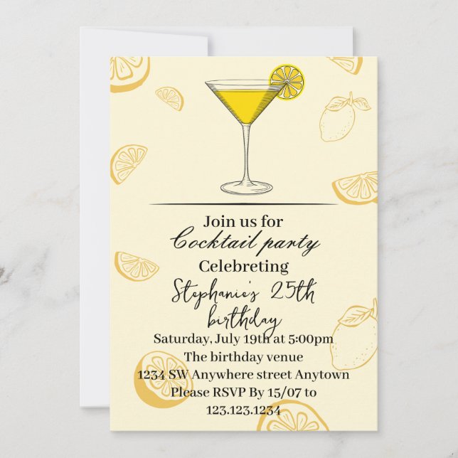 Sommar Lemon Födelsedagsfest Inbjudan (Framsida)