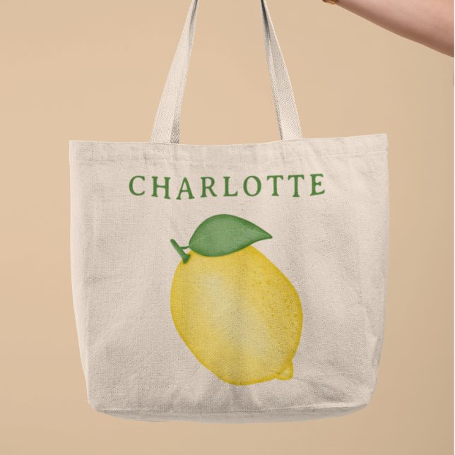 Sommar Lemon Gult l Anpassat namn Tote Bag Jumbo Tygkasse (Skapare uppladdad)