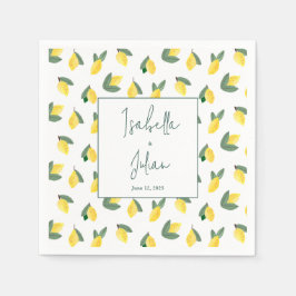 Sommar Lemon Italien vit gult Bröllop Pappersservett