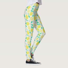 Sommar Lemon Mönster i Cream Leggings
