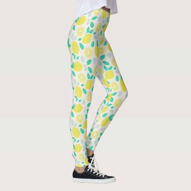 Sommar Lemon Mönster i Cream Leggings (Höger)