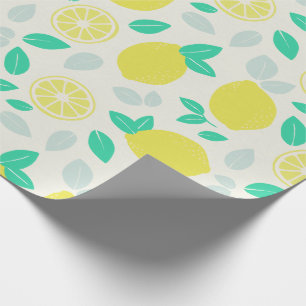 Sommar Lemon Mönster i Cream Presentpapper