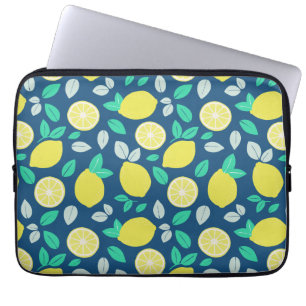 Sommar Lemon Mönster i marinblått Laptop Fodral