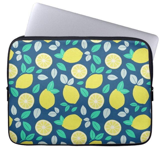 Sommar Lemon Mönster i marinblått Laptop Fodral (Framsidan)