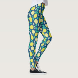 Sommar Lemon Mönster i marinblått Leggings