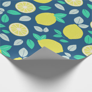 Sommar Lemon Mönster i marinblått Presentpapper