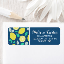 Sommar Lemon Mönster i marinblått Returadress Etikett