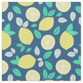 Sommar Lemon Mönster i marinblått Tyg