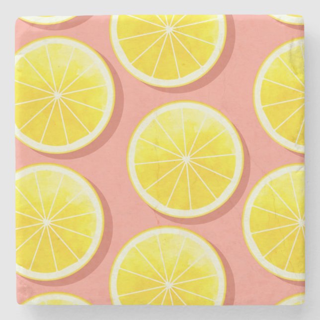 Sommar Lemon Slices Mönster Stenunderlägg (Framsidan)