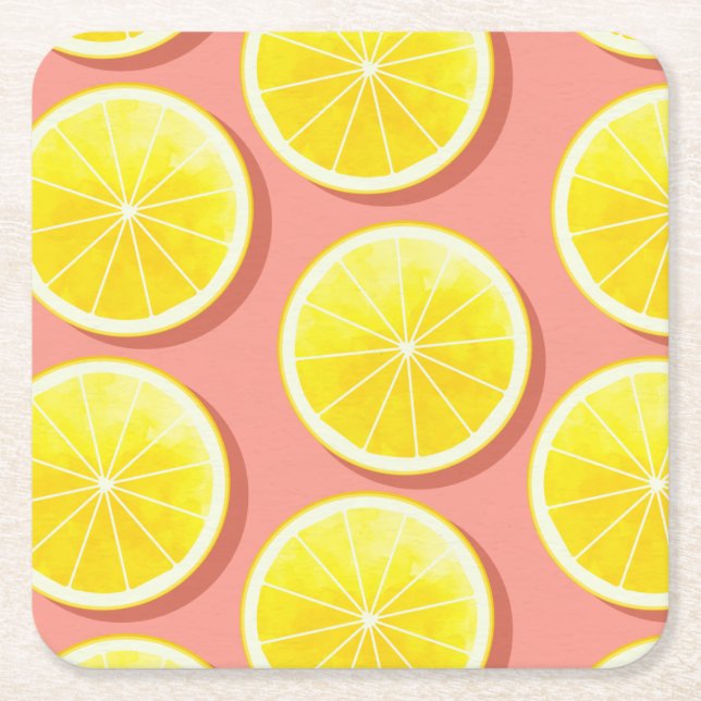 Sommar Lemon Slices Mönster Underlägg Papper Kvadrat (Framsidan)