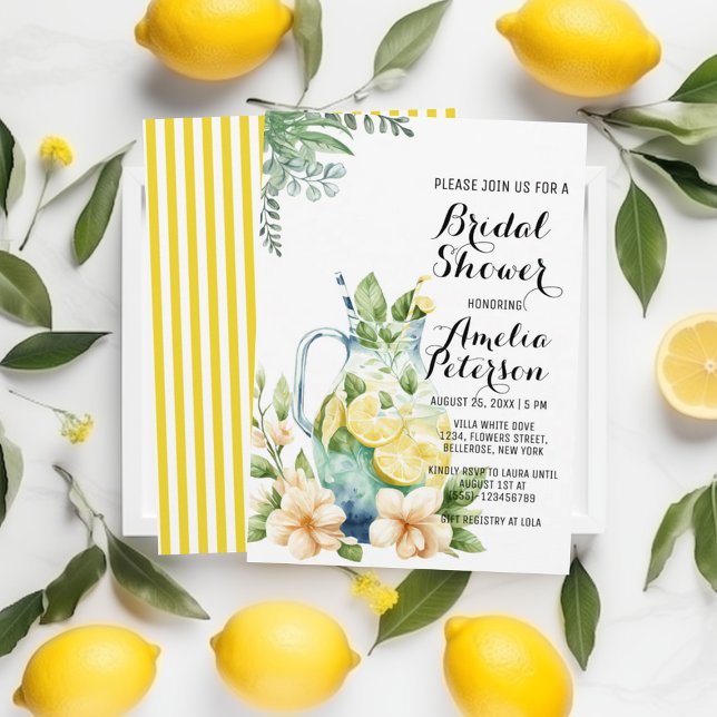 Sommar Lemonade Grönt Löv Möhippa Inbjudningar (Skapare uppladdad)